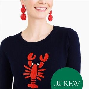 J. Crew Navy Sweater with Red Lobster Design